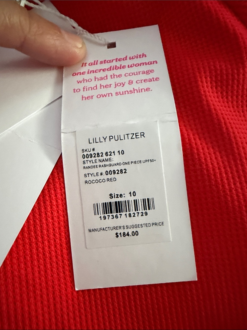 NEW Lilly Pulitzer Randee Rashguard  Women's One Piece Swimsuit Red Size 10 - Picture 5 of 5
